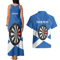 Personalised Scotland Darts Couples Matching Tank Maxi Dress and Hawaiian Shirt Scottish Thistle - Flag Style - Wonder Print Shop