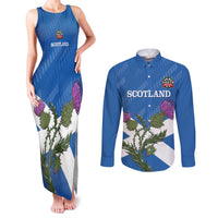 Personalised Scotland Darts Couples Matching Tank Maxi Dress and Long Sleeve Button Shirt Scottish Thistle - Flag Style - Wonder Print Shop