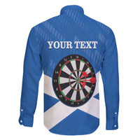 Personalised Scotland Darts Family Matching Off The Shoulder Long Sleeve Dress and Hawaiian Shirt Scottish Thistle - Flag Style - Wonder Print Shop