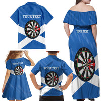 Personalised Scotland Darts Family Matching Off Shoulder Maxi Dress and Hawaiian Shirt Scottish Thistle - Flag Style - Wonder Print Shop