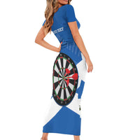 Personalised Scotland Darts Family Matching Short Sleeve Bodycon Dress and Hawaiian Shirt Scottish Thistle - Flag Style - Wonder Print Shop