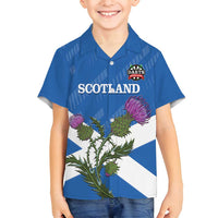 Personalised Scotland Darts Family Matching Summer Maxi Dress and Hawaiian Shirt Scottish Thistle - Flag Style - Wonder Print Shop