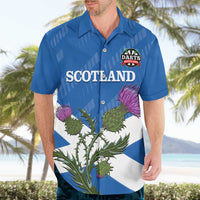 Personalised Scotland Darts Hawaiian Shirt Scottish Thistle - Flag Style - Wonder Print Shop