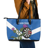 Personalised Scotland Darts Leather Tote Bag Scottish Thistle - Flag Style - Wonder Print Shop
