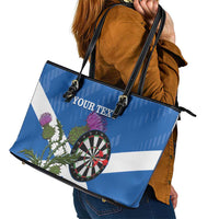Personalised Scotland Darts Leather Tote Bag Scottish Thistle - Flag Style - Wonder Print Shop