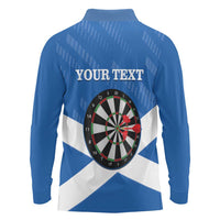 Personalised Scotland Darts Long Sleeve Polo Shirt Scottish Thistle - Flag Style - Wonder Print Shop