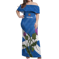 Personalised Scotland Darts Off Shoulder Maxi Dress Scottish Thistle - Flag Style - Wonder Print Shop