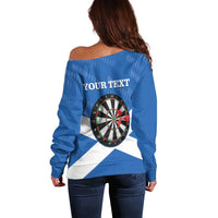 Personalised Scotland Darts Off Shoulder Sweater Scottish Thistle - Flag Style - Wonder Print Shop