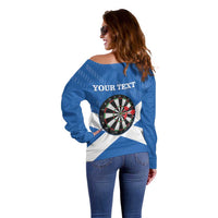 Personalised Scotland Darts Off Shoulder Sweater Scottish Thistle - Flag Style - Wonder Print Shop