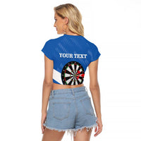 Personalised Scotland Darts Raglan Cropped T Shirt Scottish Thistle - Flag Style - Wonder Print Shop