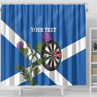 Personalised Scotland Darts Shower Curtain Scottish Thistle - Flag Style