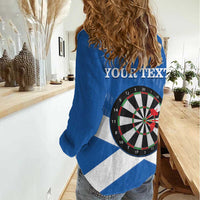 Personalised Scotland Darts Women Casual Shirt Scottish Thistle - Flag Style - Wonder Print Shop