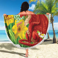 Wales Saint David's Day Beach Blanket Dydd Gwyl Dewi Hapus Dragon Daffodil - Wonder Print Shop