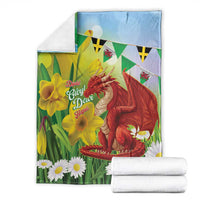 Wales Saint David's Day Blanket Dydd Gwyl Dewi Hapus Dragon Daffodil - Wonder Print Shop