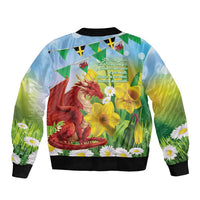 Wales Saint David's Day Bomber Jacket Dydd Gwyl Dewi Hapus Dragon Daffodil - Wonder Print Shop