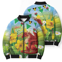 Wales Saint David's Day Bomber Puffer Jacket Dydd Gwyl Dewi Hapus Dragon Daffodil - Wonder Print Shop