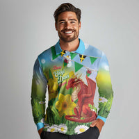 Wales Saint David's Day Long Sleeve Polo Shirt Dydd Gwyl Dewi Hapus Dragon Daffodil - Wonder Print Shop
