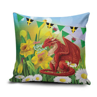 Wales Saint David's Day Pillow Cover Dydd Gwyl Dewi Hapus Dragon Daffodil - Wonder Print Shop