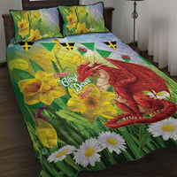 Wales Saint David's Day Quilt Bed Set Dydd Gwyl Dewi Hapus Dragon Daffodil - Wonder Print Shop