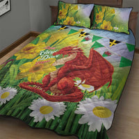 Wales Saint David's Day Quilt Bed Set Dydd Gwyl Dewi Hapus Dragon Daffodil - Wonder Print Shop