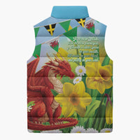 Wales Saint David's Day Sleeveless Puffer Jacket Dydd Gwyl Dewi Hapus Dragon Daffodil - Wonder Print Shop
