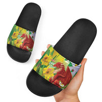 Wales Saint David's Day Slide Sandals Dydd Gwyl Dewi Hapus Dragon Daffodil - Wonder Print Shop