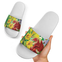 Wales Saint David's Day Slide Sandals Dydd Gwyl Dewi Hapus Dragon Daffodil - Wonder Print Shop