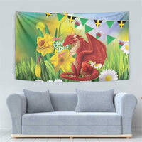 Wales Saint David's Day Tapestry Dydd Gwyl Dewi Hapus Dragon Daffodil - Wonder Print Shop