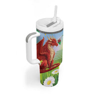 Wales Saint David's Day Tumbler With Handle Dydd Gwyl Dewi Hapus Dragon Daffodil - Wonder Print Shop