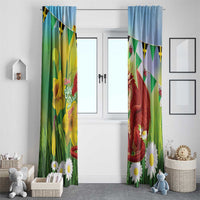 Wales Saint David's Day Window Curtain Dydd Gwyl Dewi Hapus Dragon Daffodil - Wonder Print Shop