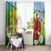 Wales Saint David's Day Window Curtain Dydd Gwyl Dewi Hapus Dragon Daffodil - Wonder Print Shop