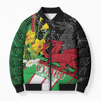 Wales Saint David's Day Bomber Puffer Jacket Cymru Am Byth Welsh Dragon - Wonder Print Shop