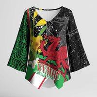 Wales Saint David's Day Kimono Sleeve Blouse Cymru Am Byth Welsh Dragon - Wonder Print Shop