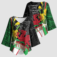 Wales Saint David's Day Kimono Sleeve Blouse Cymru Am Byth Welsh Dragon - Wonder Print Shop