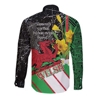 Wales Saint David's Day Long Sleeve Button Shirt Cymru Am Byth Welsh Dragon - Wonder Print Shop