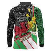 Wales Saint David's Day Long Sleeve Polo Shirt Cymru Am Byth Welsh Dragon - Wonder Print Shop