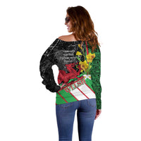 Wales Saint David's Day Off Shoulder Sweater Cymru Am Byth Welsh Dragon - Wonder Print Shop