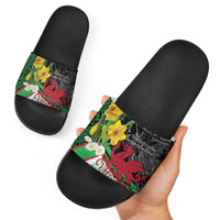 Wales Saint David's Day Slide Sandals Cymru Am Byth Welsh Dragon - Wonder Print Shop