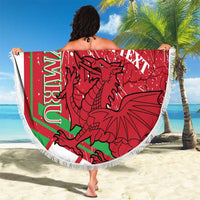 Wales Football Custom Beach Blanket 2026 Come On Cymru Grunge Style - Wonder Print Shop