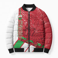 Wales Football Custom Bomber Puffer Jacket 2026 Come On Cymru Grunge Style - Wonder Print Shop
