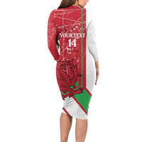 Wales Football Custom Long Sleeve Bodycon Dress 2026 Come On Cymru Grunge Style - Wonder Print Shop