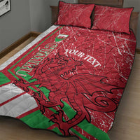 Wales Football Custom Quilt Bed Set 2026 Come On Cymru Grunge Style - Wonder Print Shop