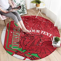 Wales Football Custom Round Carpet 2026 Come On Cymru Grunge Style - Wonder Print Shop
