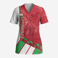 Wales Football Custom Scrub Top 2026 Come On Cymru Grunge Style - Wonder Print Shop