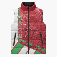 Wales Football Custom Sleeveless Puffer Jacket 2026 Come On Cymru Grunge Style - Wonder Print Shop