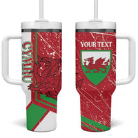 Wales Football Custom Tumbler With Handle 2026 Come On Cymru Grunge Style - Wonder Print Shop