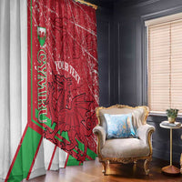 Wales Football Custom Window Curtain 2026 Come On Cymru Grunge Style - Wonder Print Shop