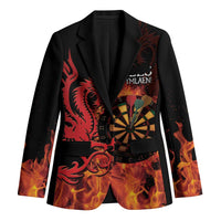 Wales Darts Blazer Cymru Dragon Gem Ymlaen Flaming Vibes - Wonder Print Shop
