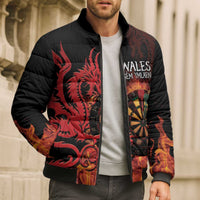 Wales Darts Bomber Puffer Jacket Cymru Dragon Gem Ymlaen Flaming Vibes - Wonder Print Shop