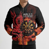 Wales Darts Bomber Puffer Jacket Cymru Dragon Gem Ymlaen Flaming Vibes - Wonder Print Shop